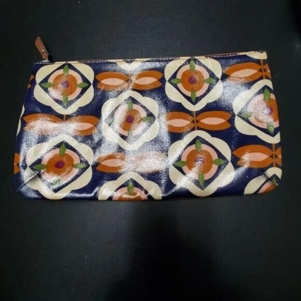 Fossil blue and brown makeup bag